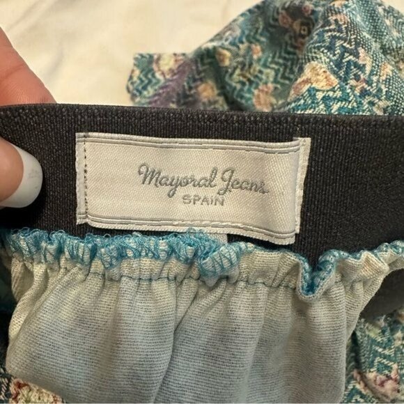 Mayoral Floral Patterned Skirt with Black Waistband Girls Size 9 - Picture 5 of 8